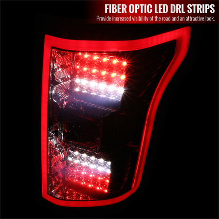 Spec-D Tuning Ford F150 Tail Lights- Chrome Housing With Smoke Red Lens 18-20 LT-F15018RGLED-TM